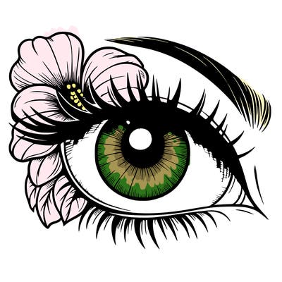 realistic eye with flower