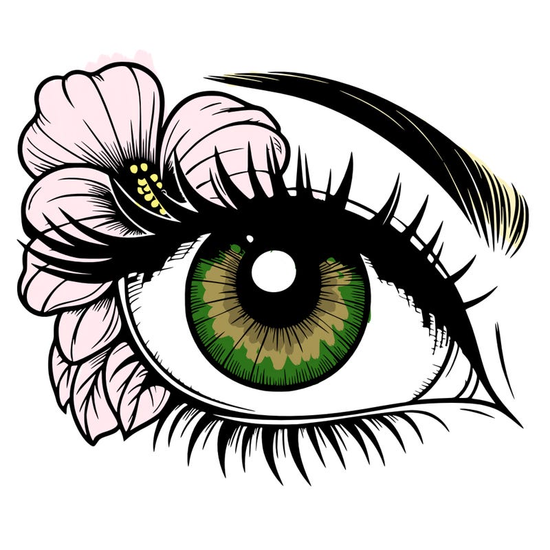 realistic eye with flower