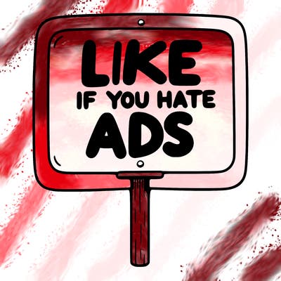 a sign that says like if you hate ads