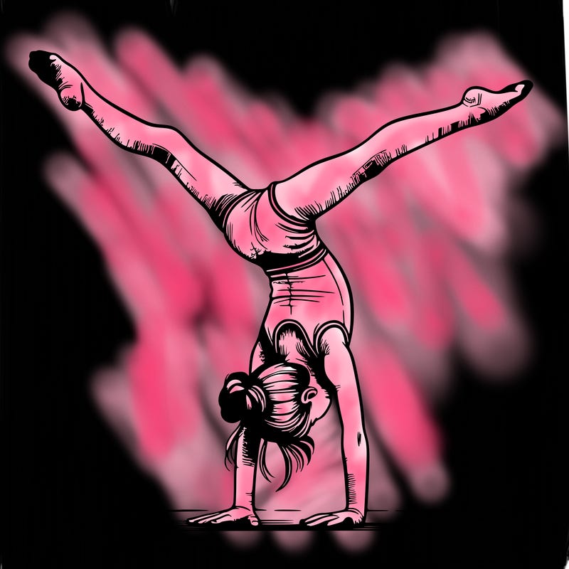 realistic gymnastic hand stand girl in four splits