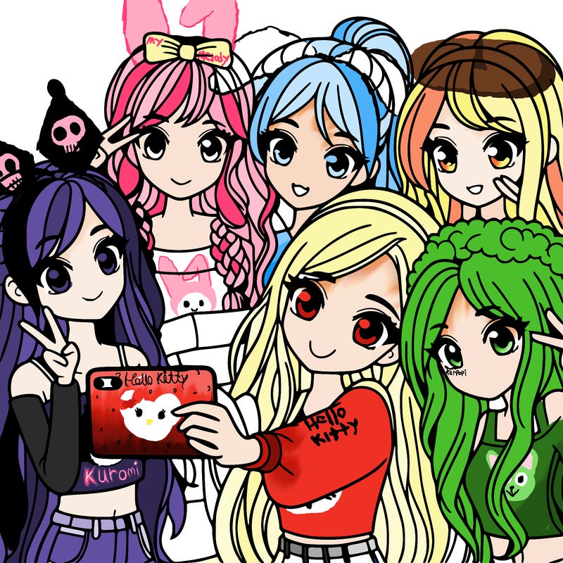 group of girls taking a selfie cutie