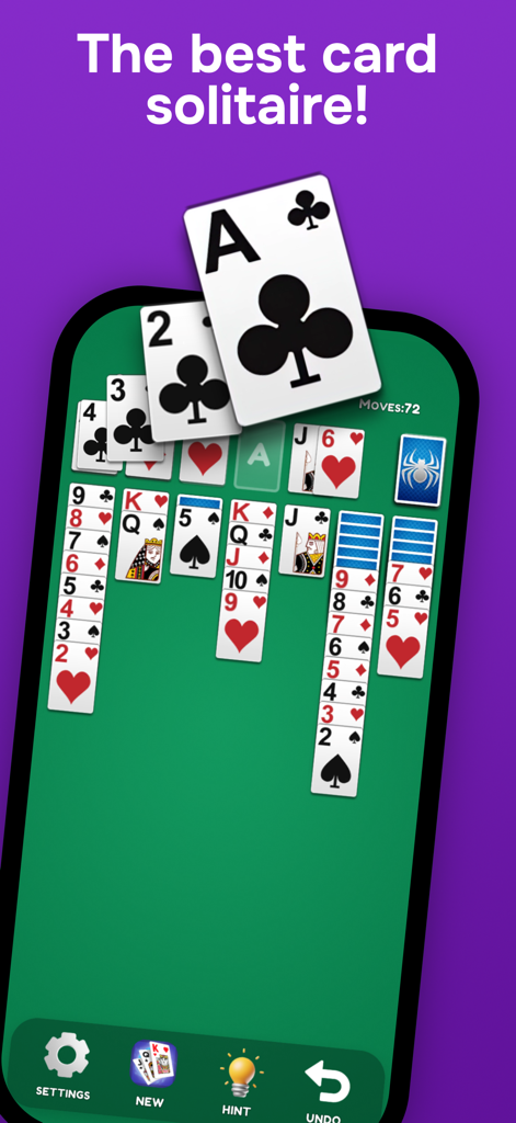 Solitaire Classic: Card Master - Classic Klondike Solitaire gameplay on a smartphone with large readable cards and intuitive buttons.