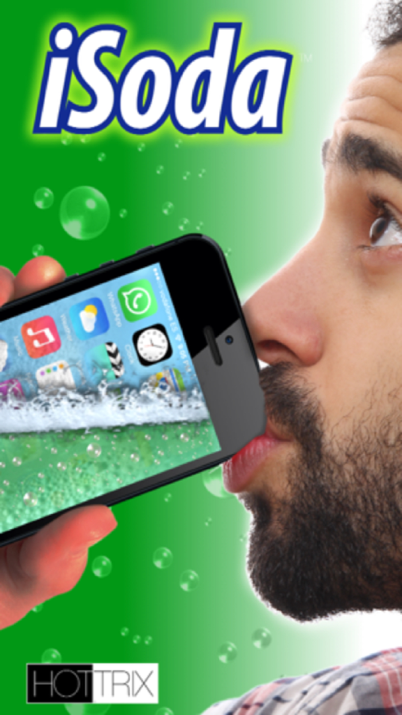 iSoda - Man using the iSoda app to drink virtual soda from his iPhone