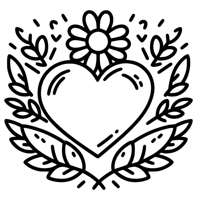 heart with a flower outlining around it