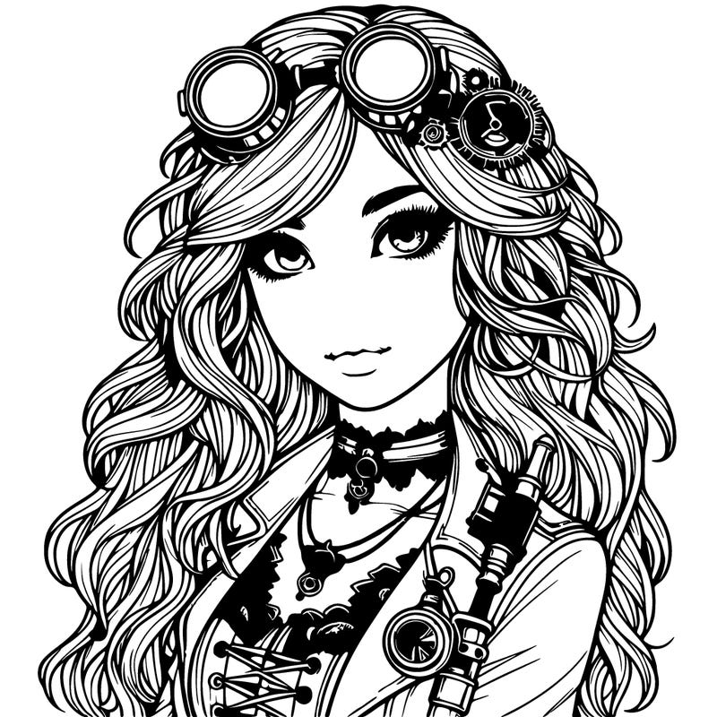 realistic girl with style steampunk