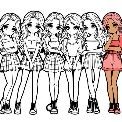 a group of girls realistic