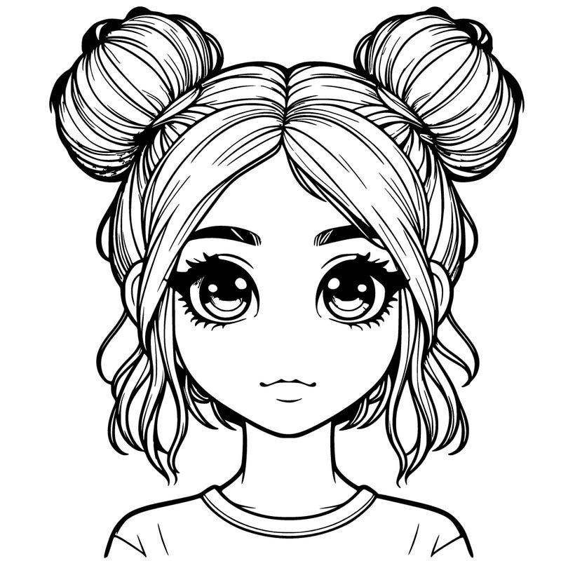 realistic girl with space buns