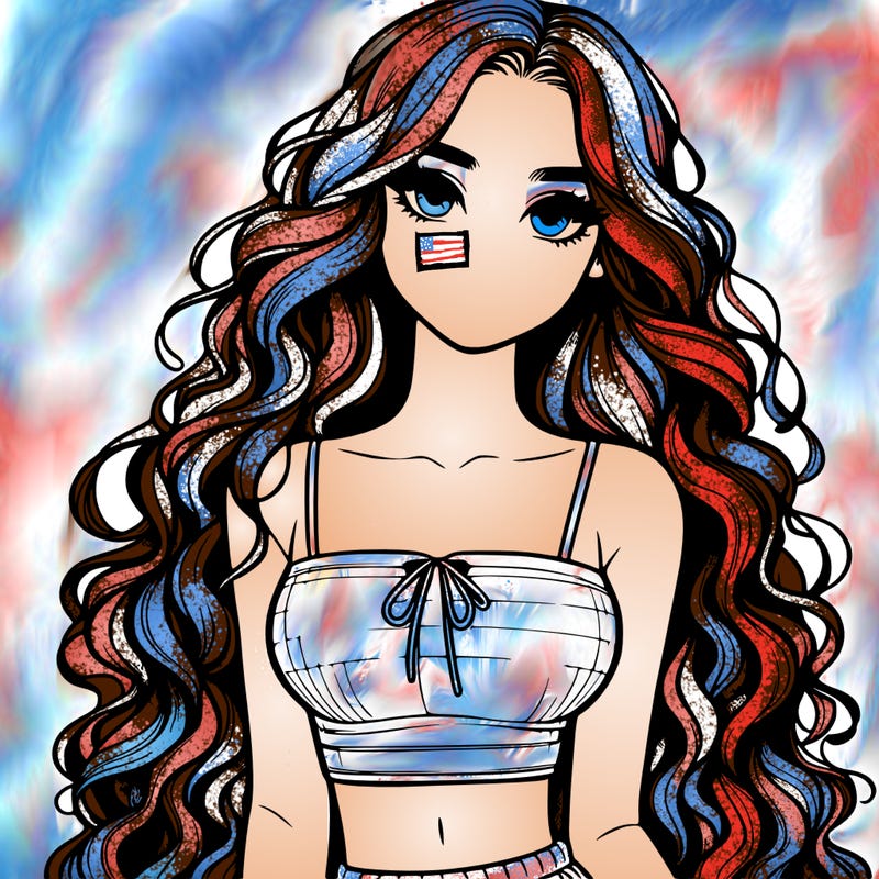 realistic girl with long curly hair and a crop top