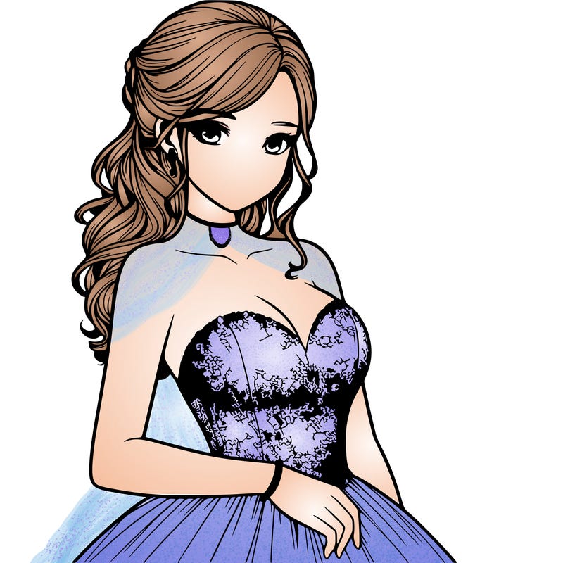 realistic girl in prom dress