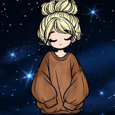 girl with baggy sweatshirt and messy bun