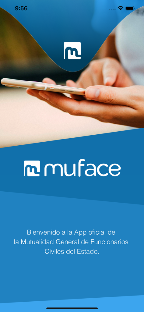 Muface Móvil - Muface Movil app welcome screen showing official logo and text