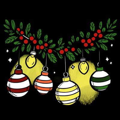 christmas garland with big bulbs