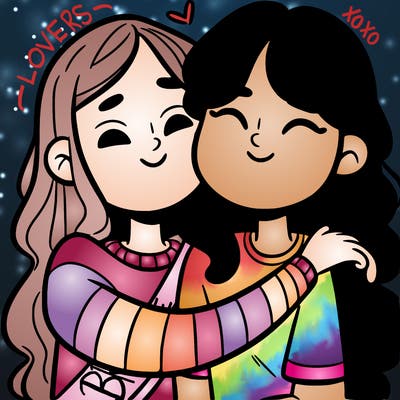 two best friends hugging each other