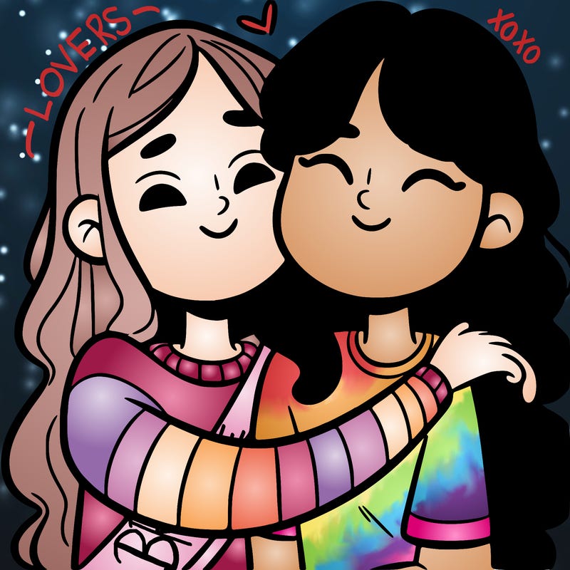 two best friends hugging each other