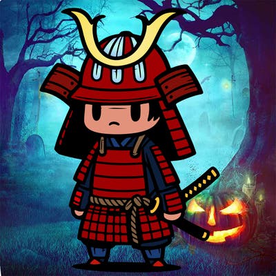 samurai in simple japanese armor