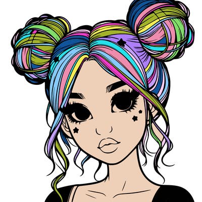 realistic girl with space buns