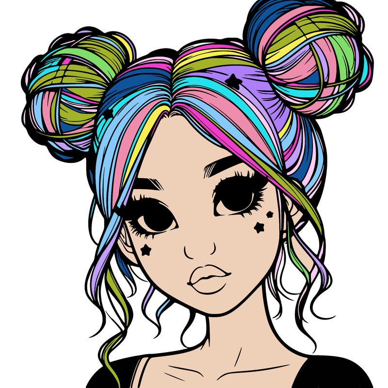 realistic girl with space buns