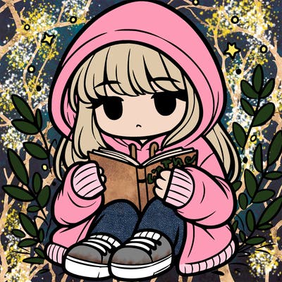 girl in oversized hoodie reading a book