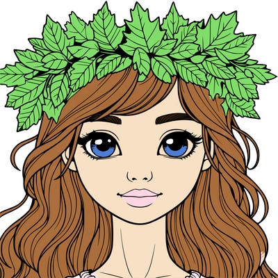 realistic girl with fall leaf crown