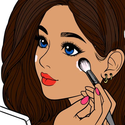 a realistic girl doing her makeup