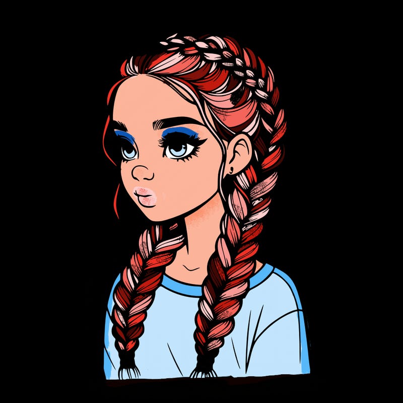 realistic girl with braids