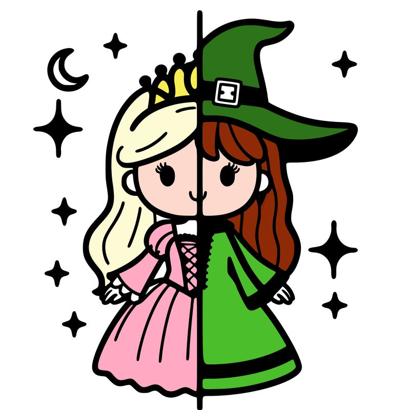 split princess and witch