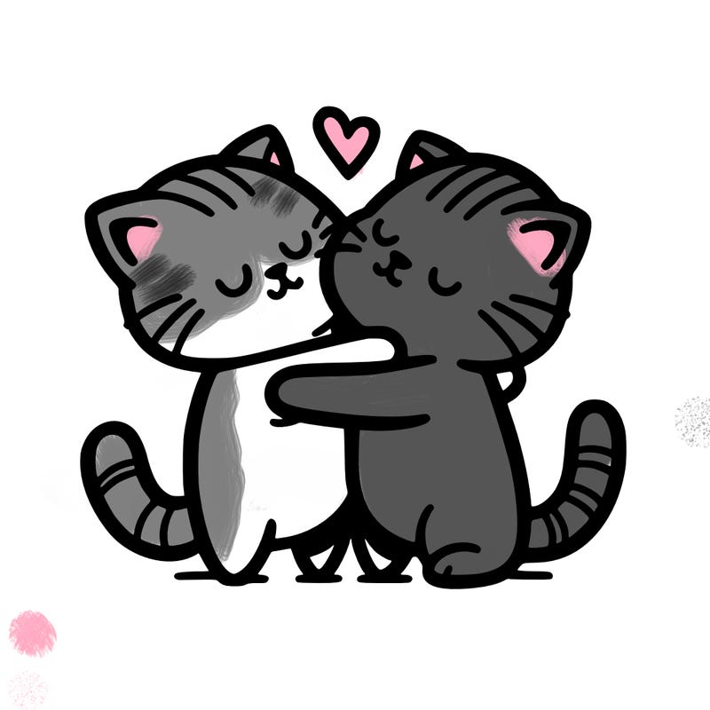 two cats hugging