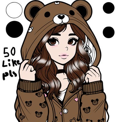 realistic girl in a animal pjs hoodie