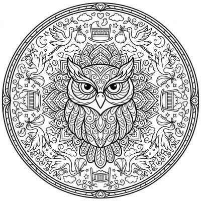 Welcome a new little one with this unique owl mandala, beautifully intertwining the wisdom of an owl with adorable baby shower themes. It's a perfect blend of intricate art and celebratory joy, ready for your creative touch.