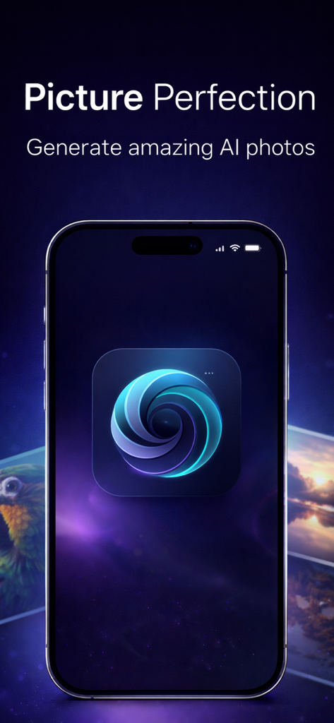 AI Logo Maker: Logo Design - iPhone displaying the AI Logo Maker app icon and text for generating AI photos