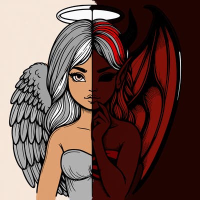 realistic angel half demon