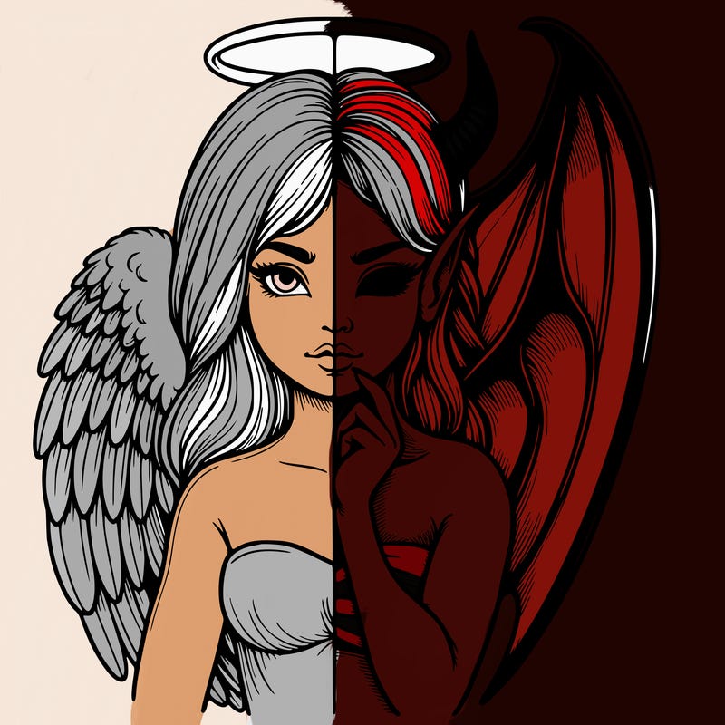 realistic angel half demon