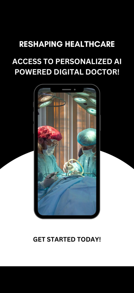 Z-Score™ - Z-Score App-Oberfläche, die einen personalisierten KI-Digitalarzt mit medizinischen Operationsbildern zeigt