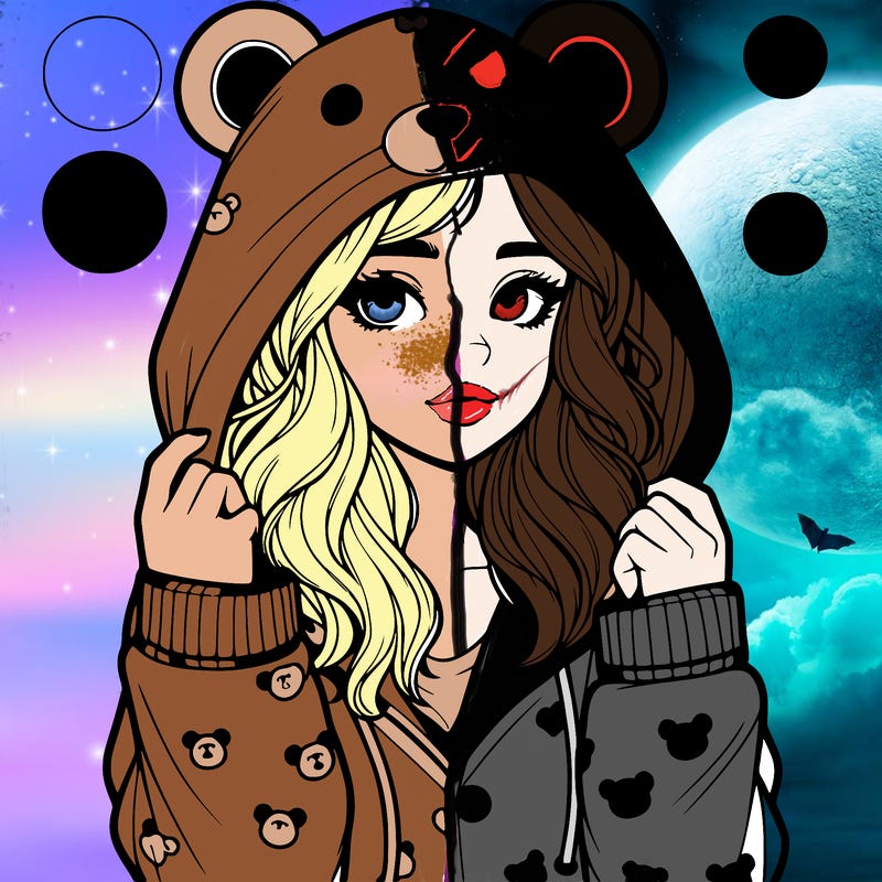 realistic girl in a animal pjs hoodie