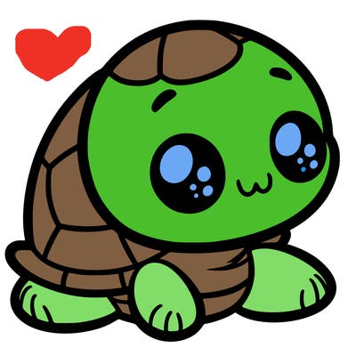 cute little animated turtle