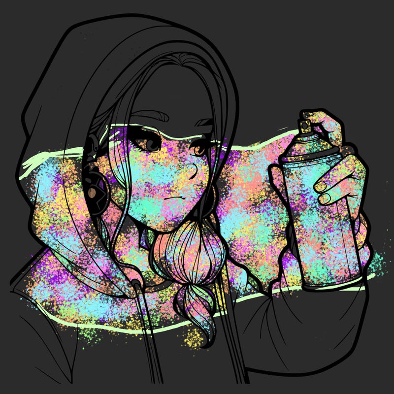 a realistic girl, spray painting