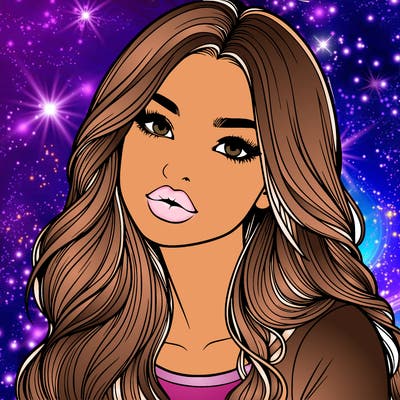 realistic girl with hair on her hair and lips