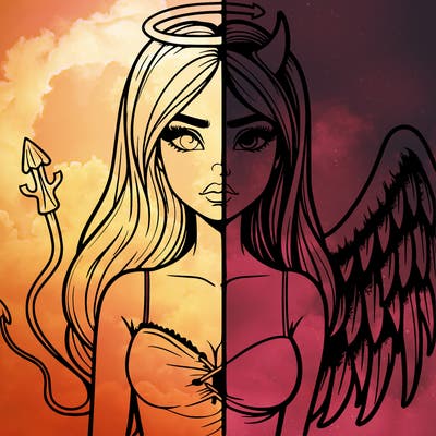 devil vs angel realistic girl