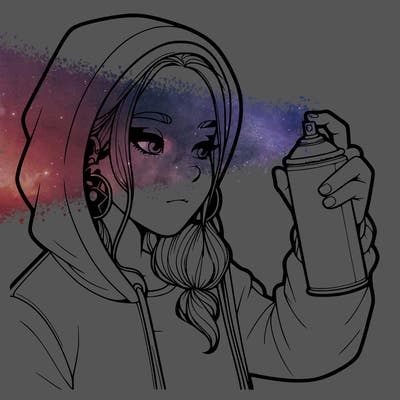 a realistic girl, spray painting