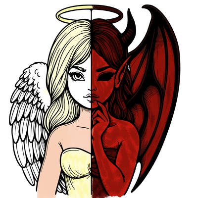 realistic angel half demon