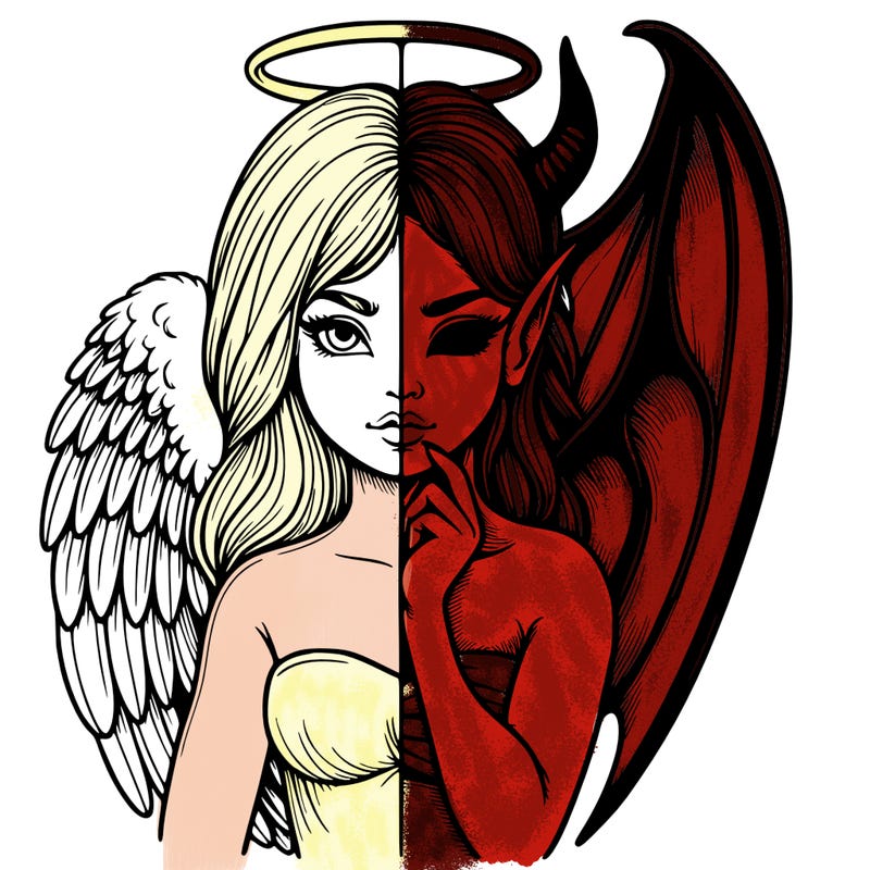 realistic angel half demon