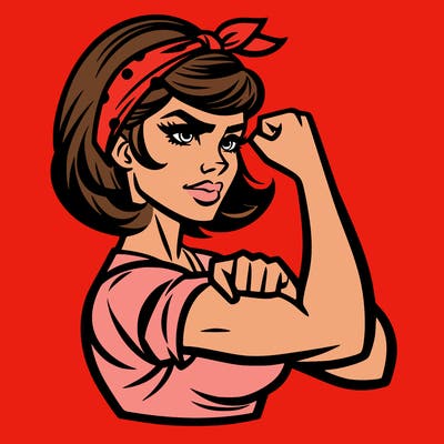 strong woman with a 60s american ad style