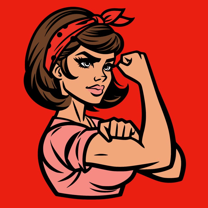 strong woman with a 60s american ad style