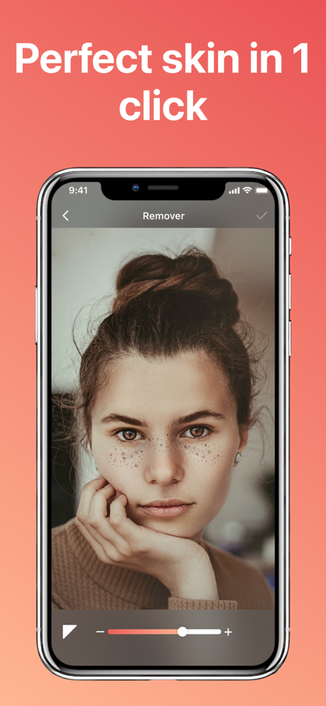 Oberfläche des Retusche-Tools zur Makelentfernung einer Gesichts-App