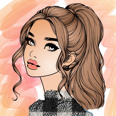 realistic girl with a ponytail on her hair and lips