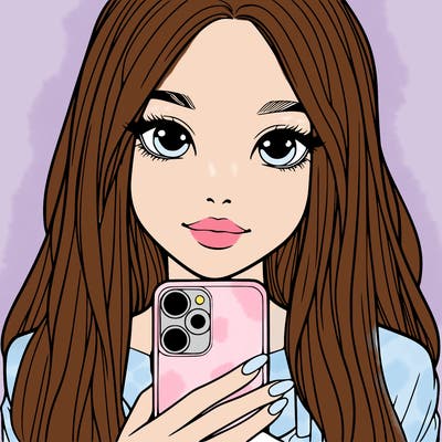 realistic girl with a phone