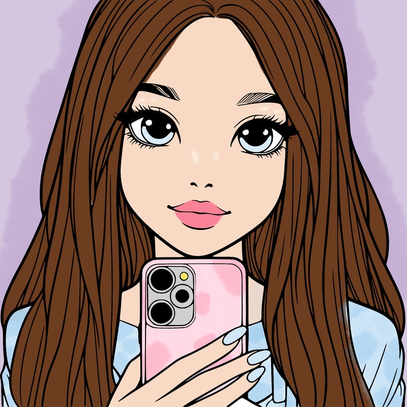 realistic girl with a phone