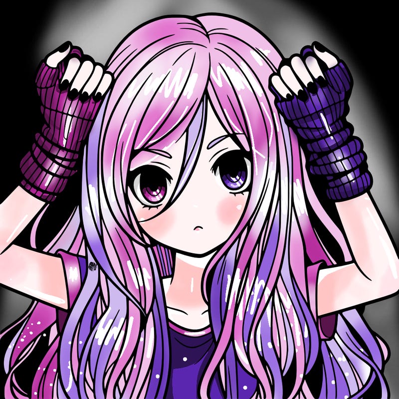 long haired girl with fingerless gloves