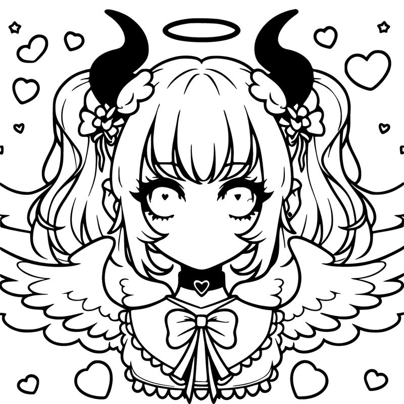 pastel goth anime horns and wings