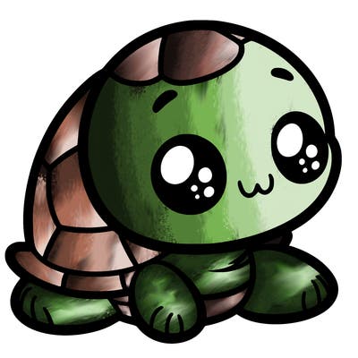 cute little animated turtle